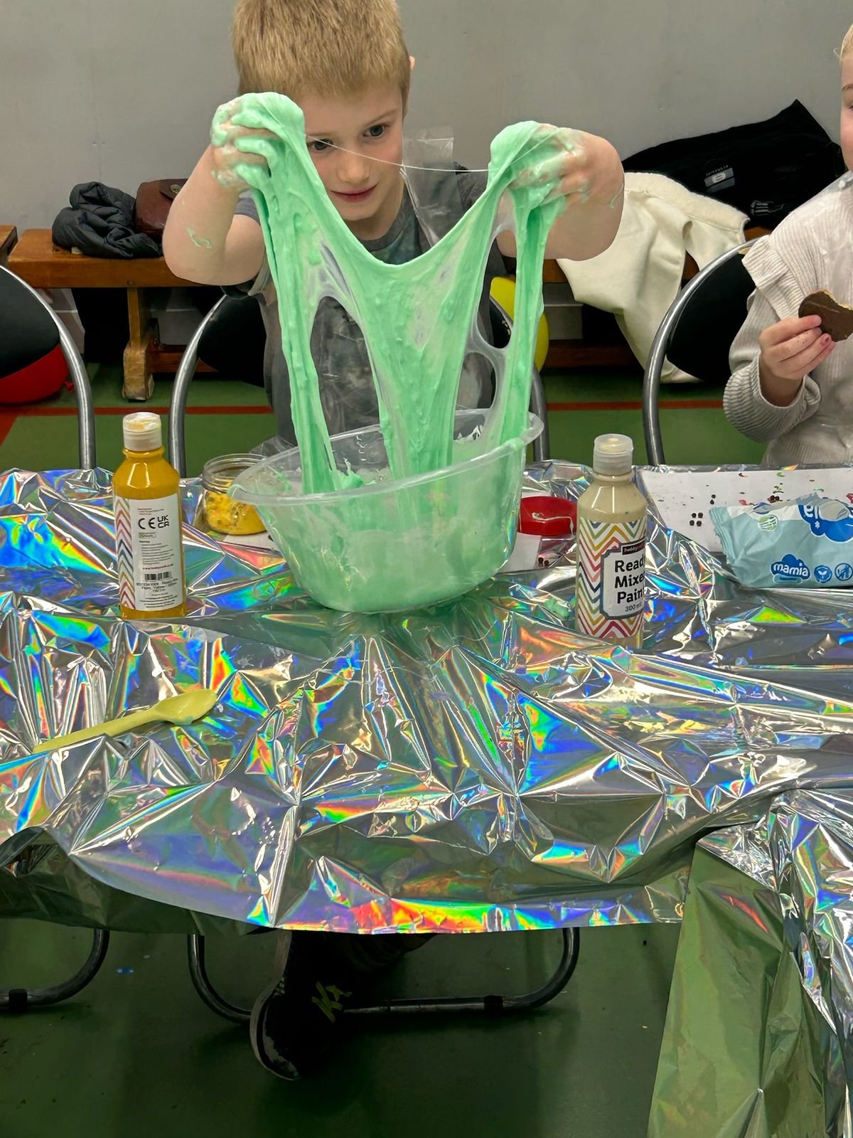 Mid-party slime stretching
