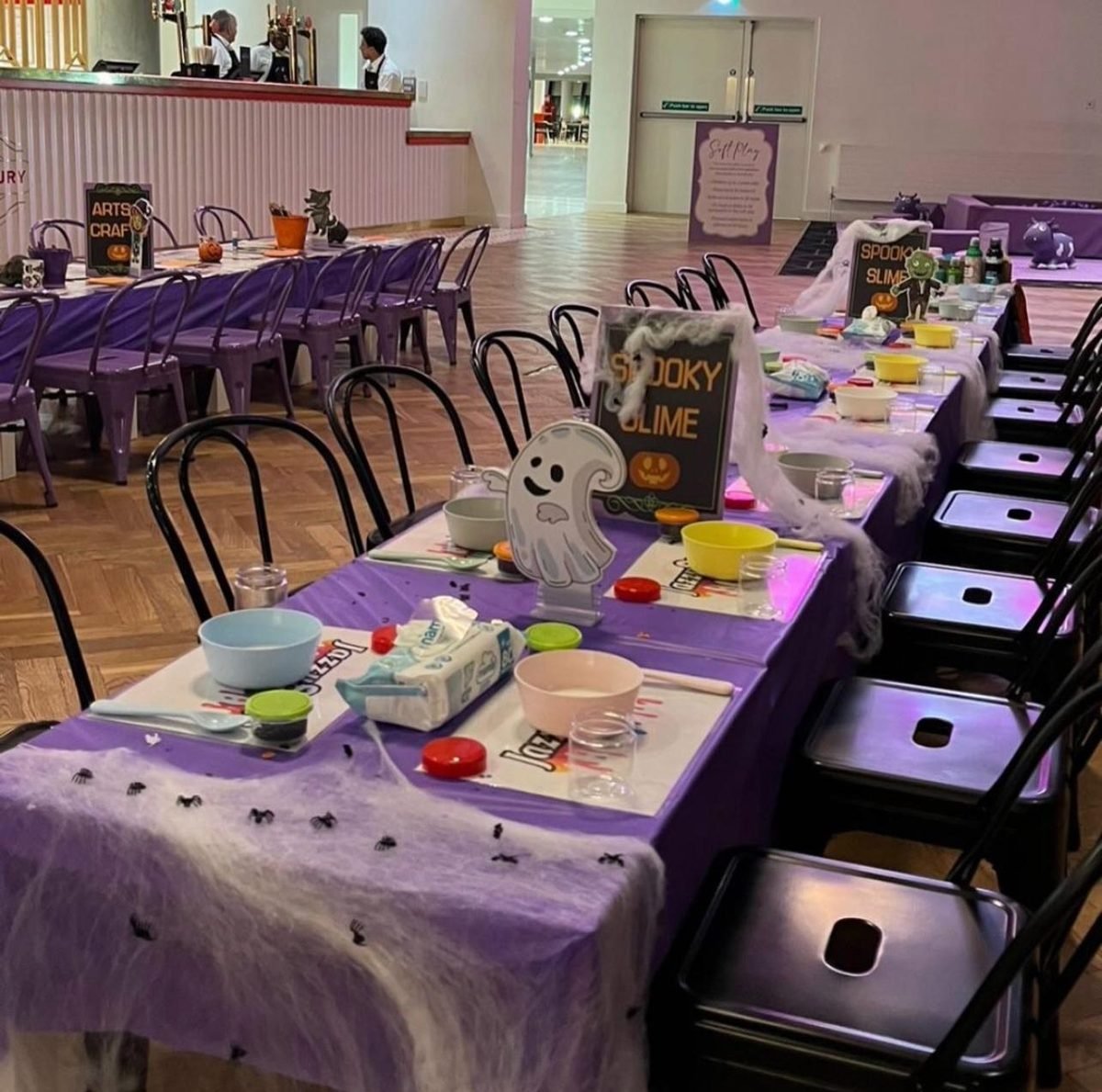 Spooky Slime Halloween themed party tables